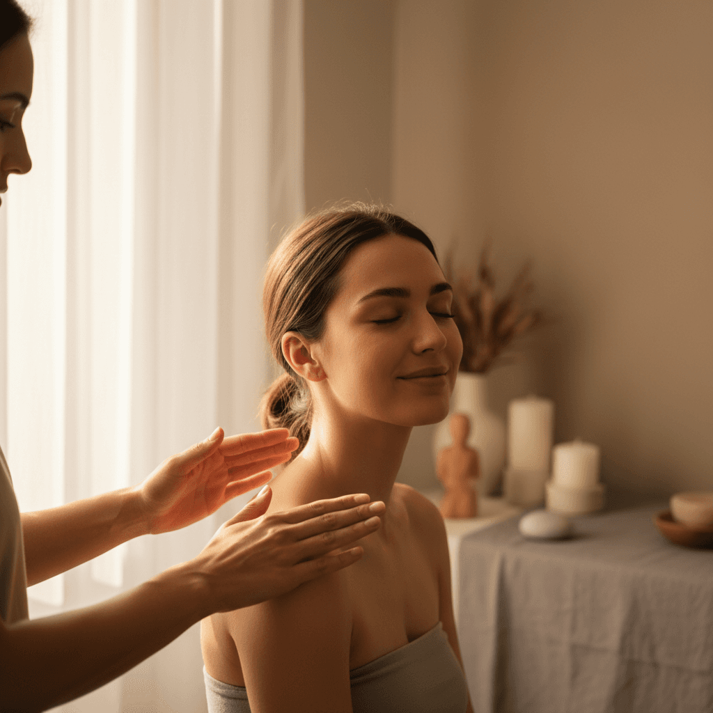 Reiki session in a serene room