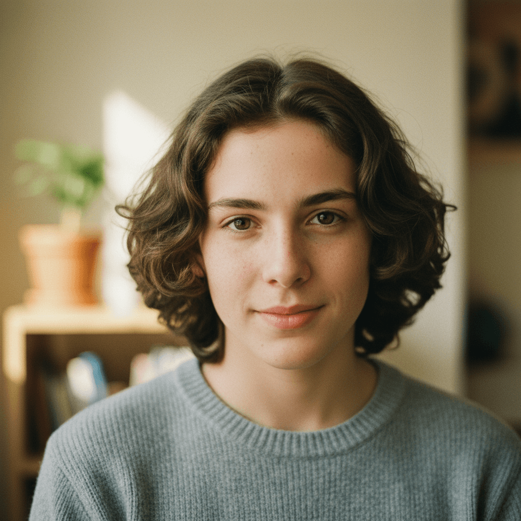Teen taking a slow breath with hand on chest